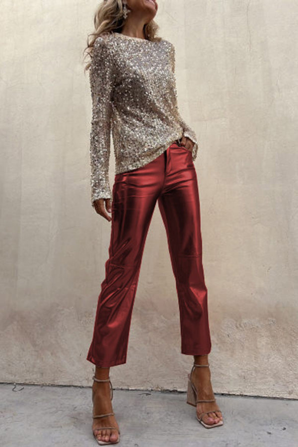 Elegante und praktische hoch taillierte Metallhose