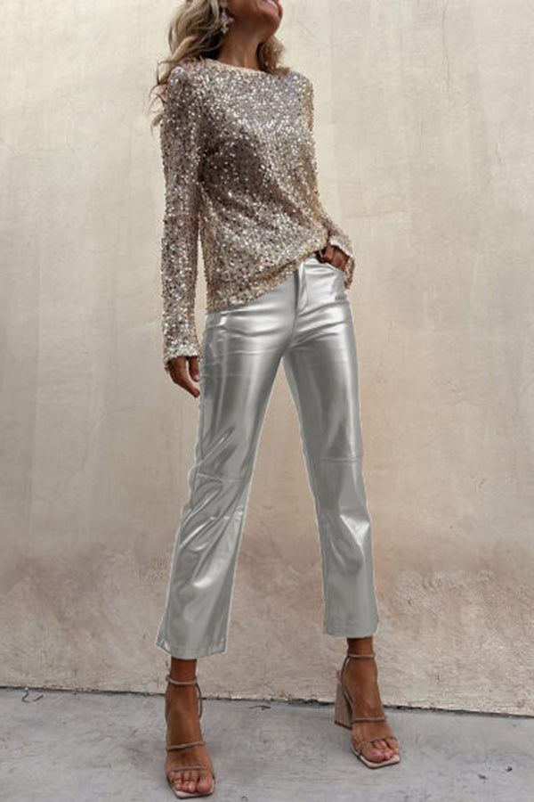 Elegante und praktische hoch taillierte Metallhose